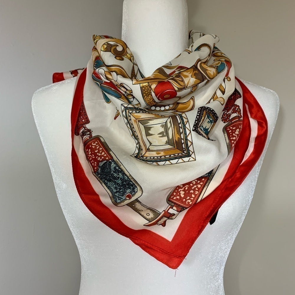NWT Petit moments red scarf red, blue gold